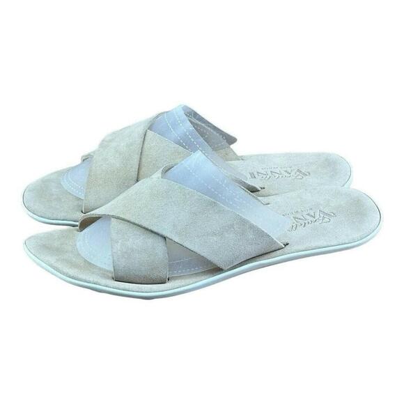 FRATELLI VANNI Slide Sandals Men  size 8.5-9 suede  beige main image 5